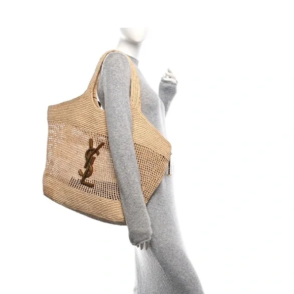 AUTHENTIC Yves Saint Laurent ICARE bag in raffia - Picture 4 of 7